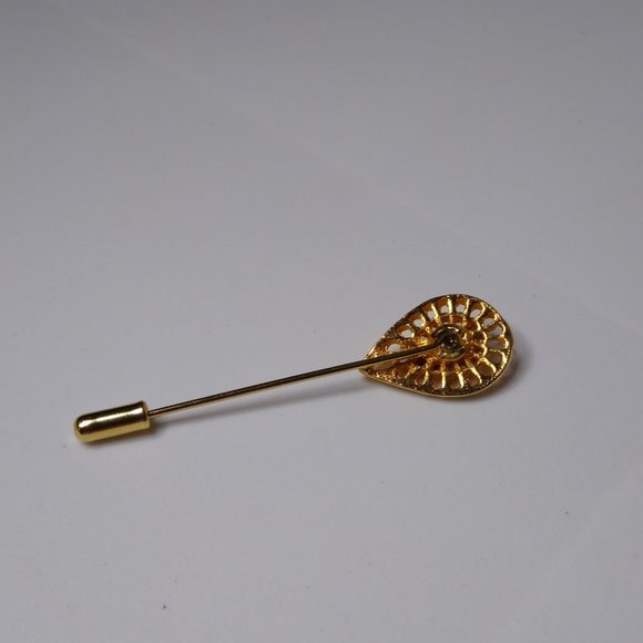 Vintage Tear Drop Shaped Red Stickpin Brooch - Picture 9 of 12